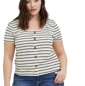 ⏰Rib knit mock button front top